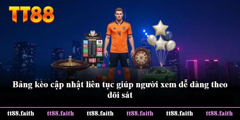 Bảng kèo cập nhật liên tục giúp người xem dễ dàng theo dõi sát