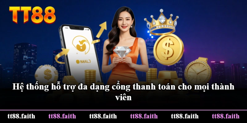 Hệ thống hỗ trợ đa dạng cổng thanh toán cho mọi thành viên