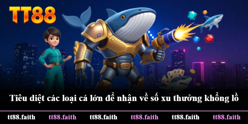 Tiêu diệt các loại cá lớn để nhận về số xu thưởng khổng lồ Tiêu diệt các loại cá lớn để nhận về số xu thưởng khổng lồ
